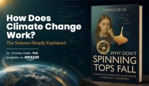How Does Climate Change Work? book graphic with climate science illustration