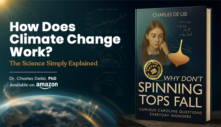 How Does Climate Change Work? book graphic with climate science illustration